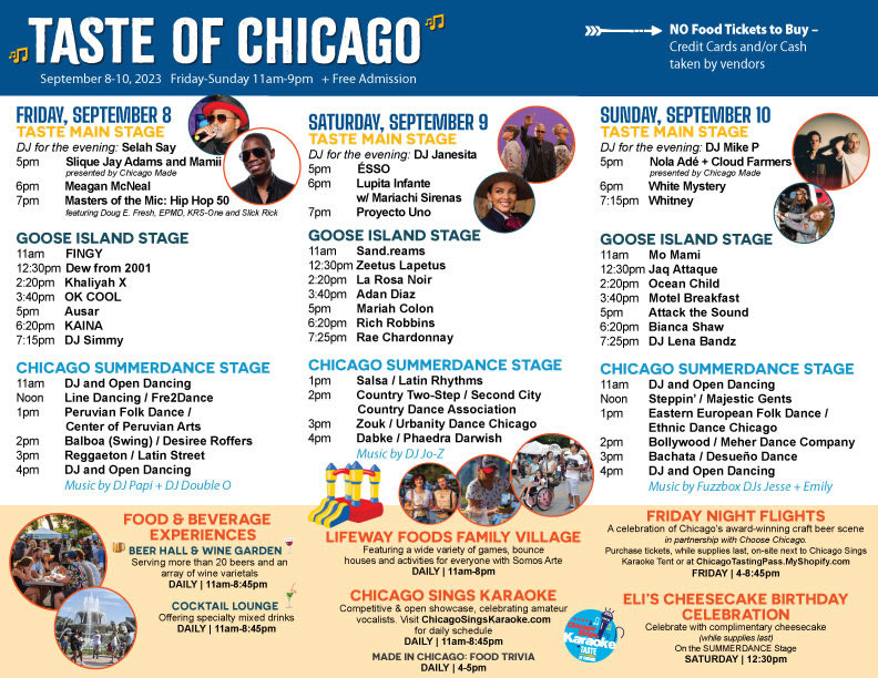 Taste of Chicago Grant Park Schedule